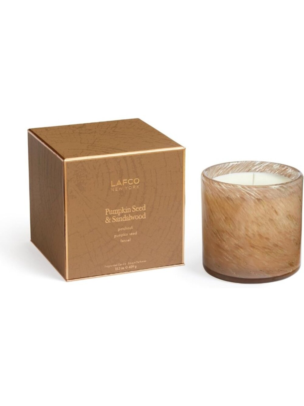 Fall Pumpkin Seed & Sandalwood Candle - 90-Hour Burn, Reusable Glass Vessel